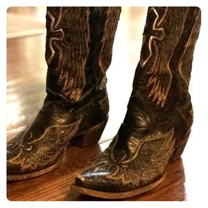 Distressed Black Cowboy Boots